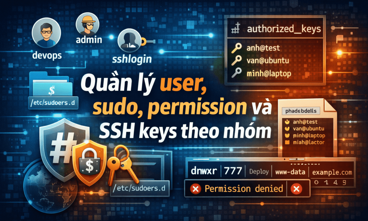 quản lý user sudo permission và ssh keys theo nhóm