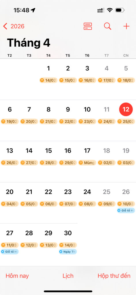 đăng ký lịch âm trên iPhone bằng link ICS
